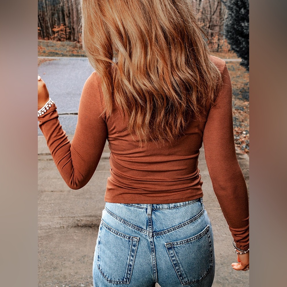 Searching For You Cutout Round Neck Long Sleeve Top - Picture 2 of 6